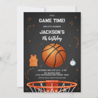 Basketball Kids Boy Birthday Party Invitation Einladung