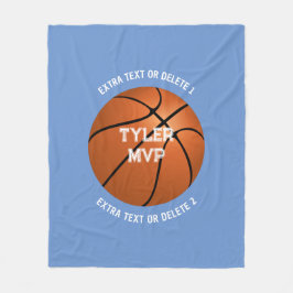Basketball Kind Name MVP/Nummer Extra Text Blau Fleecedecke