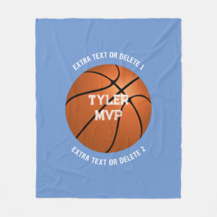 Basketball Kind Name MVP/Nummer Extra Text Blau Fleecedecke
