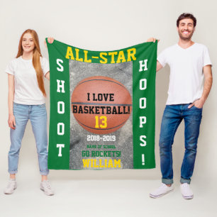 Basketball Körbe Grünes Team Jahr Fleecedecke