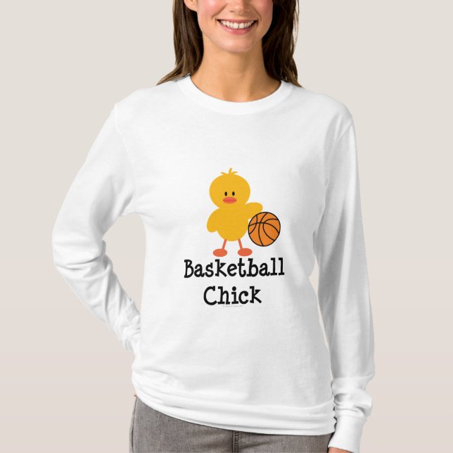 Basketball-Küken-langes Hülsen-T-Shirt T-Shirt (Vorderseite)