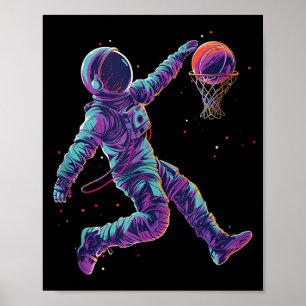 Basketball Kunst Astronaut Slam Dunk Bball Spieler Poster