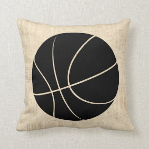 Basketball-Kunst Vintage Beige Schrift Papier-Stil Kissen