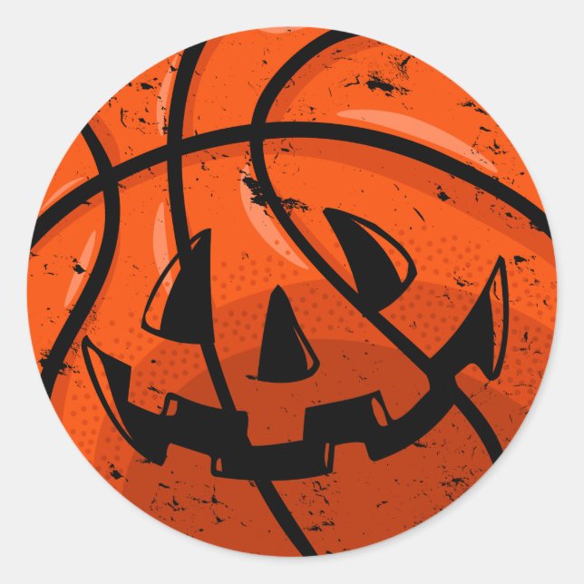 Basketball Kürbislaterne Grunge Halloween Pumpkin Runder Aufkleber (Vorderseite)