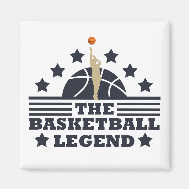 Basketball-Legende-Spieler Blau- und Orangenball Magnet (Vorne)