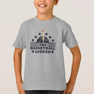 Basketball-Legende-Spieler Blau- und Orangenball T-Shirt