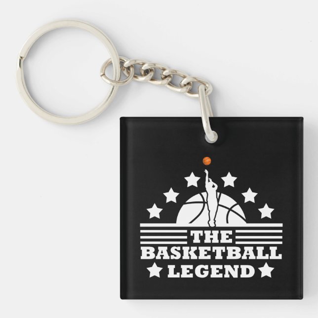 Basketball-Legende-Spieler Weißorange Schlüsselanhänger (Vorderseite)
