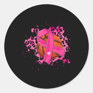 Basketball Leopard rosa Ribbon Brustkrebs Runder Aufkleber
