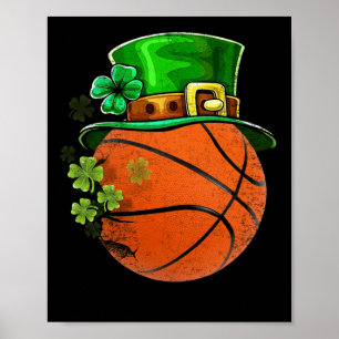 Basketball Leprechaun Kleeblatt St Patricks Day Poster