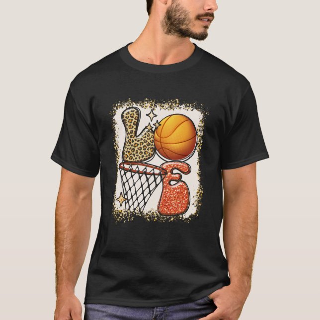 Basketball LIEBE Baller Girl Leopard Print Sunflov T-Shirt (Vorderseite)