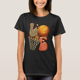 Basketball LIEBE Baller Girl Leopard Print Sunflov T-Shirt