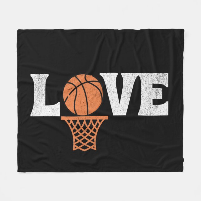 Basketball Liebe Fleecedecke (Vorderseite (Horizontal))