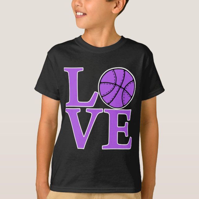 Basketball LIEBE, Lavendel T-Shirt (Vorderseite)