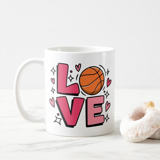 Basketball Liebe Niedlich Girls Basketball Basketb Kaffeetasse (Mit Donut)