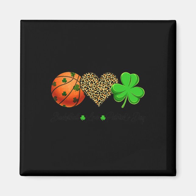 Basketball Liebe Saint Patrick's Day Kleeblatt Han Magnet (Vorne)