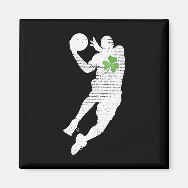 Basketball liebt Grünes Kleeblatt Leaf St Patricks Magnet (Vorne)