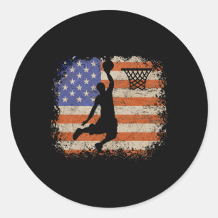 Basketball Liebt Vintages Basketballspiel der US-F Runder Aufkleber