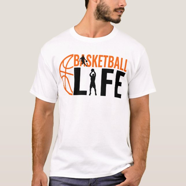 Basketball Life Sports Typography Cool Hoop Player T-Shirt (Vorderseite)