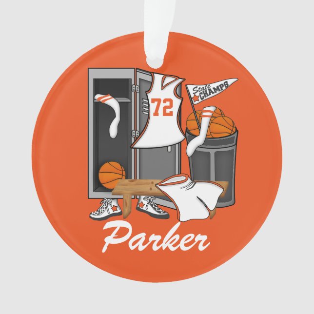 Basketball Lockerroom Custom Player Name Number Ornament (Vorderseite)