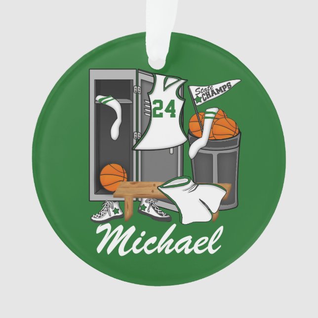 Basketball Lockerroom Custom Player Name Number Ornament (Vorderseite)