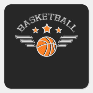 Basketball-Logo mit Würfeln Sport-Team Quadratischer Aufkleber