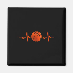 Basketball Lover Heartbeat Vintag Retro Basketbal Magnet
