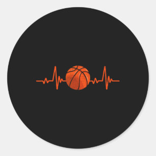 Basketball Lover Heartbeat Vintag Retro Basketbal Runder Aufkleber