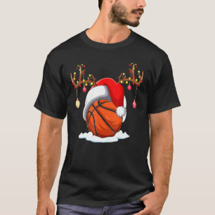 Basketball Lover Rentier Weihnachtsmannmütze Baske T-Shirt
