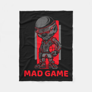 Basketball Mad Game Rot und Grau Fleecedecke