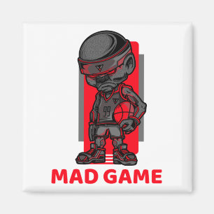 Basketball Mad Game Rot und Grau Magnet
