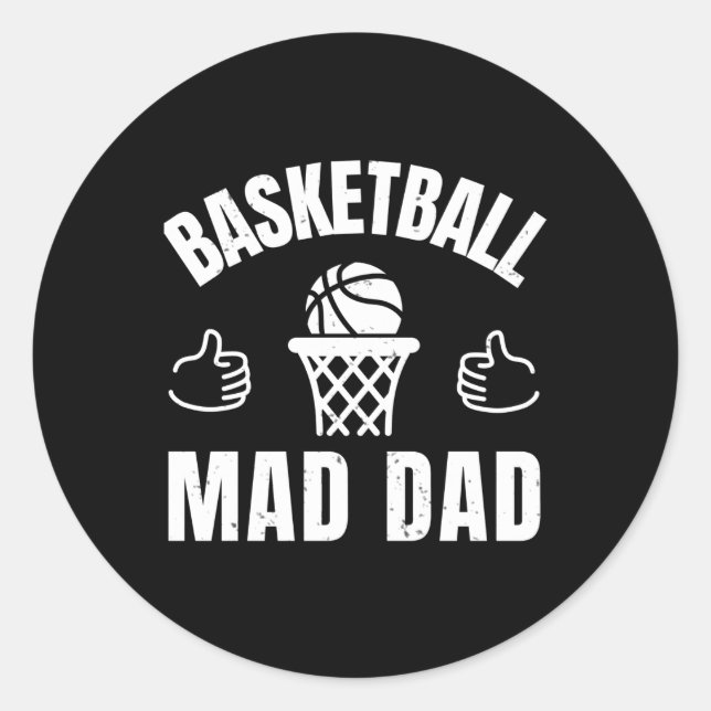 Basketball Mad Vater Runder Aufkleber (Vorderseite)