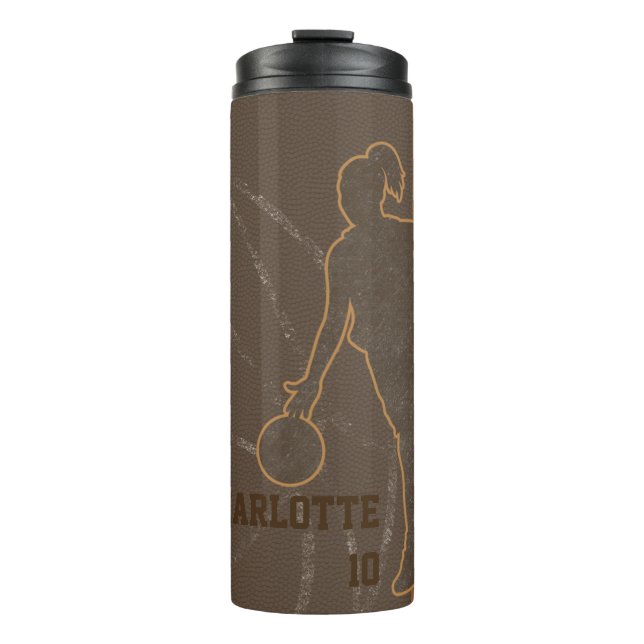 Basketball Mädchen Custom Tumbler Thermosbecher (Vorderseite)