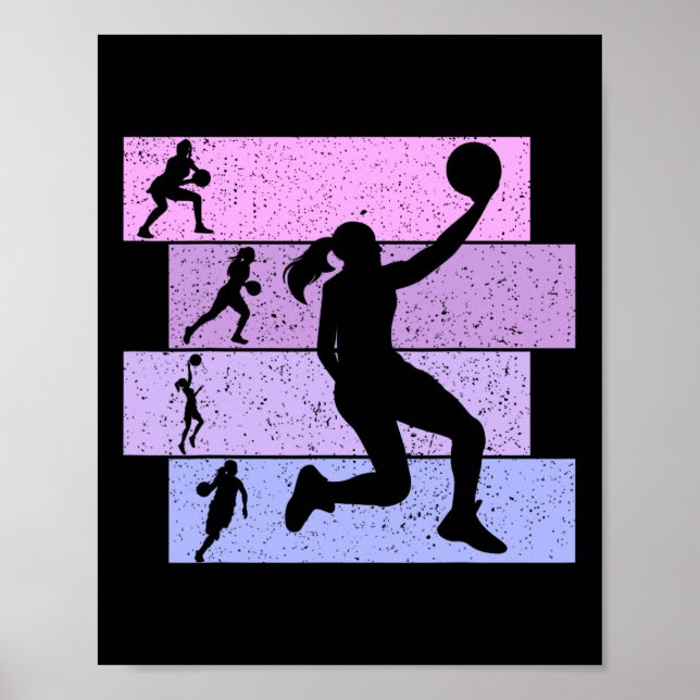 Basketball Mädchen Frauen Kinder 1 Poster (Vorne)