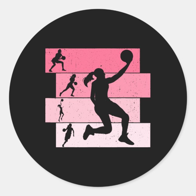 Basketball Mädchen Frauen Kinder Runder Aufkleber (Vorderseite)