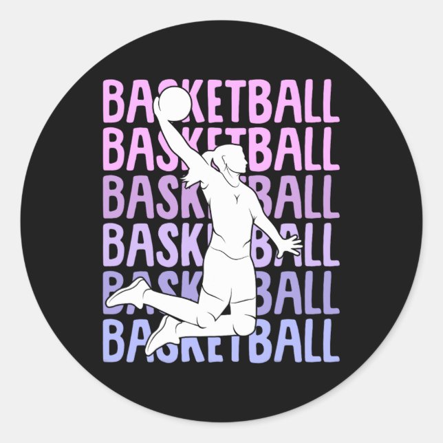 Basketball Mädchen Frauen Kinder Runder Aufkleber (Vorderseite)