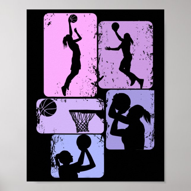 Basketball Mädchen Mädchen Mädchen Kinder Poster (Vorne)