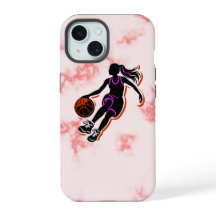 Basketball Mädchen Pink Marmor IPhone 15 Hülle