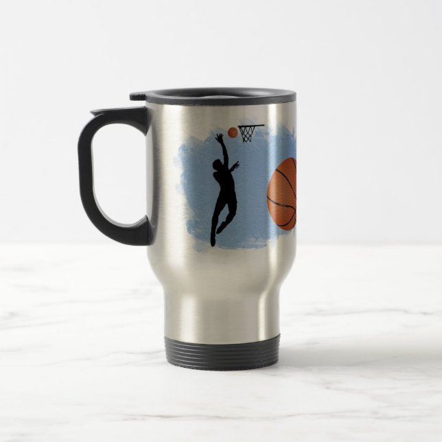 Basketball Male Player and Ball personalize Reisebecher (Links)