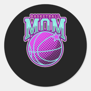 Basketball Mama 4 Runder Aufkleber