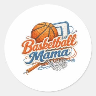 Basketball-Mama-Aufkleber Runder Aufkleber