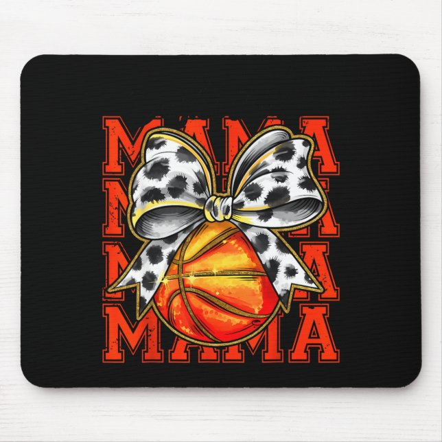 Basketball-Mama-Coquette-Bogen-Spiel-Illustration Mousepad (Vorne)