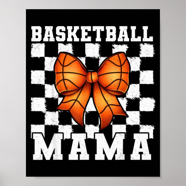 Basketball Mama Coquette Bow Game Day Funny Srts L Poster (Vorne)
