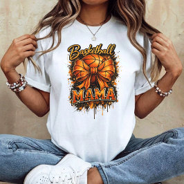 Basketball Mama Coquette Bow Retro Game Day T-Shirt