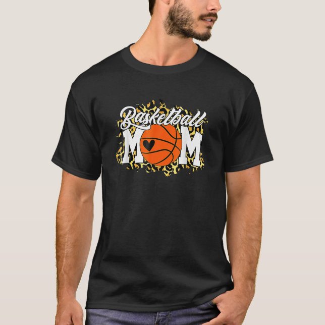 Basketball Mama Funny Mütter Day Leopard Herbst Ba T-Shirt (Vorderseite)