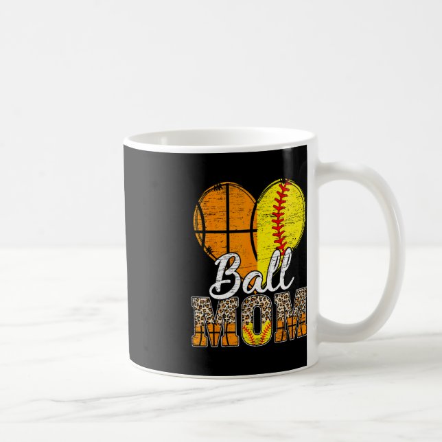 Basketball Mama Herzstück Softball Mama Leopard Mu Kaffeetasse (Rechts)