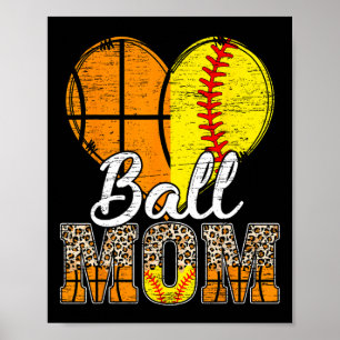 Basketball Mama Herzstück Softball Mama Leopard Mu Poster