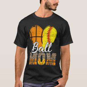 Basketball Mama Herzstück Softball Mama Leopard Mu T-Shirt