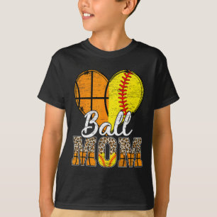 Basketball Mama Herzstück Softball Mama Leopard Mu T-Shirt