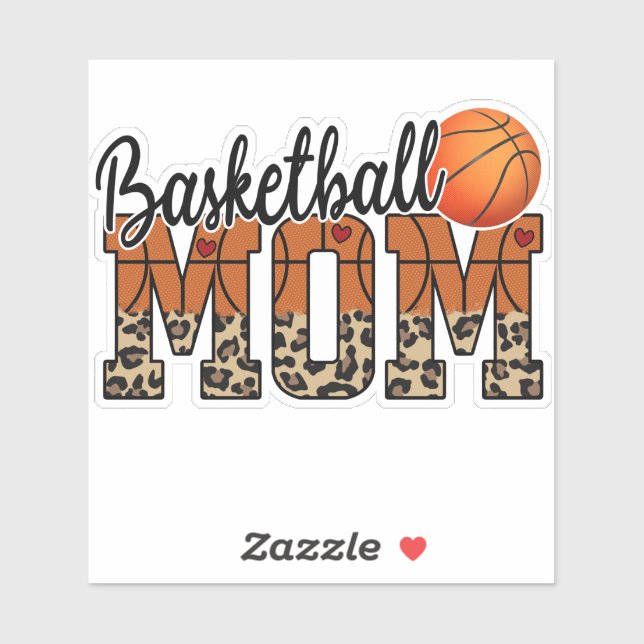 Basketball-Mama Leopard Druckkassette Aufkleber (Blatt)