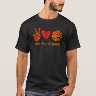 Basketball-Mama Leopard Frieden Liebe Basketball M T-Shirt
